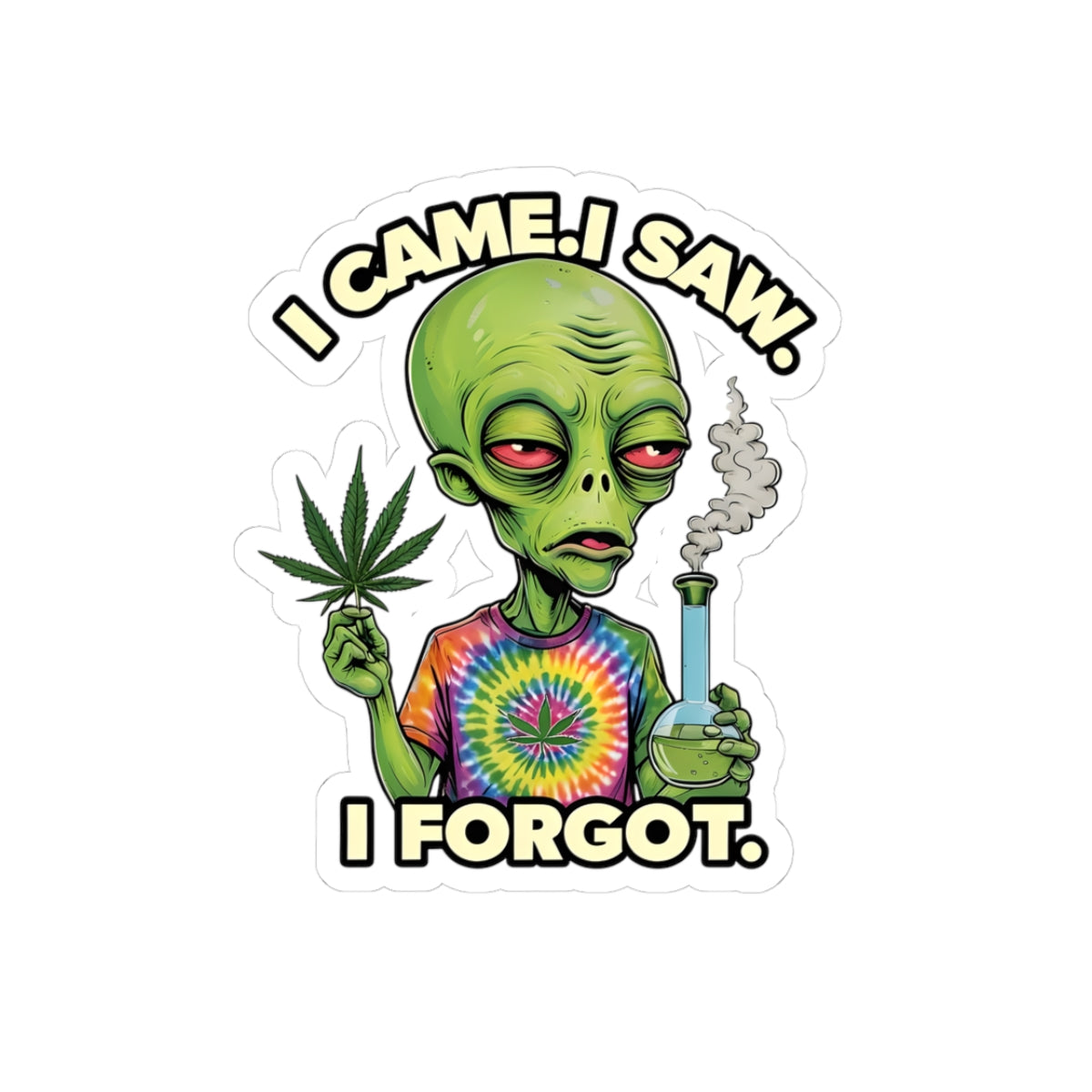 Aliens & Herb Kiss-Cut Stickers, Funny Stickers, Vibe Decor, Laptop Stickers, Cannabis Lover Gifts, Party Favors