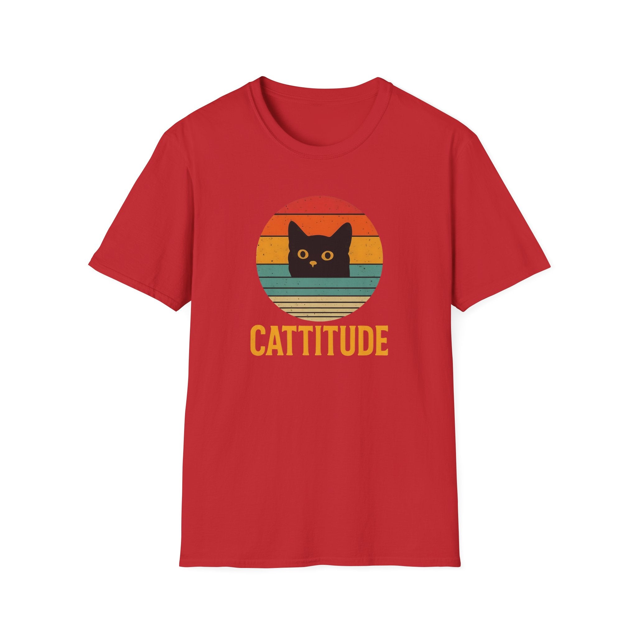 Cattitude Retro Cat T-Shirt, Funny Cat Lover Gift, Unisex Tee, Softstyle Shirt, Cute Pet Apparel, Cat-Themed Fashion