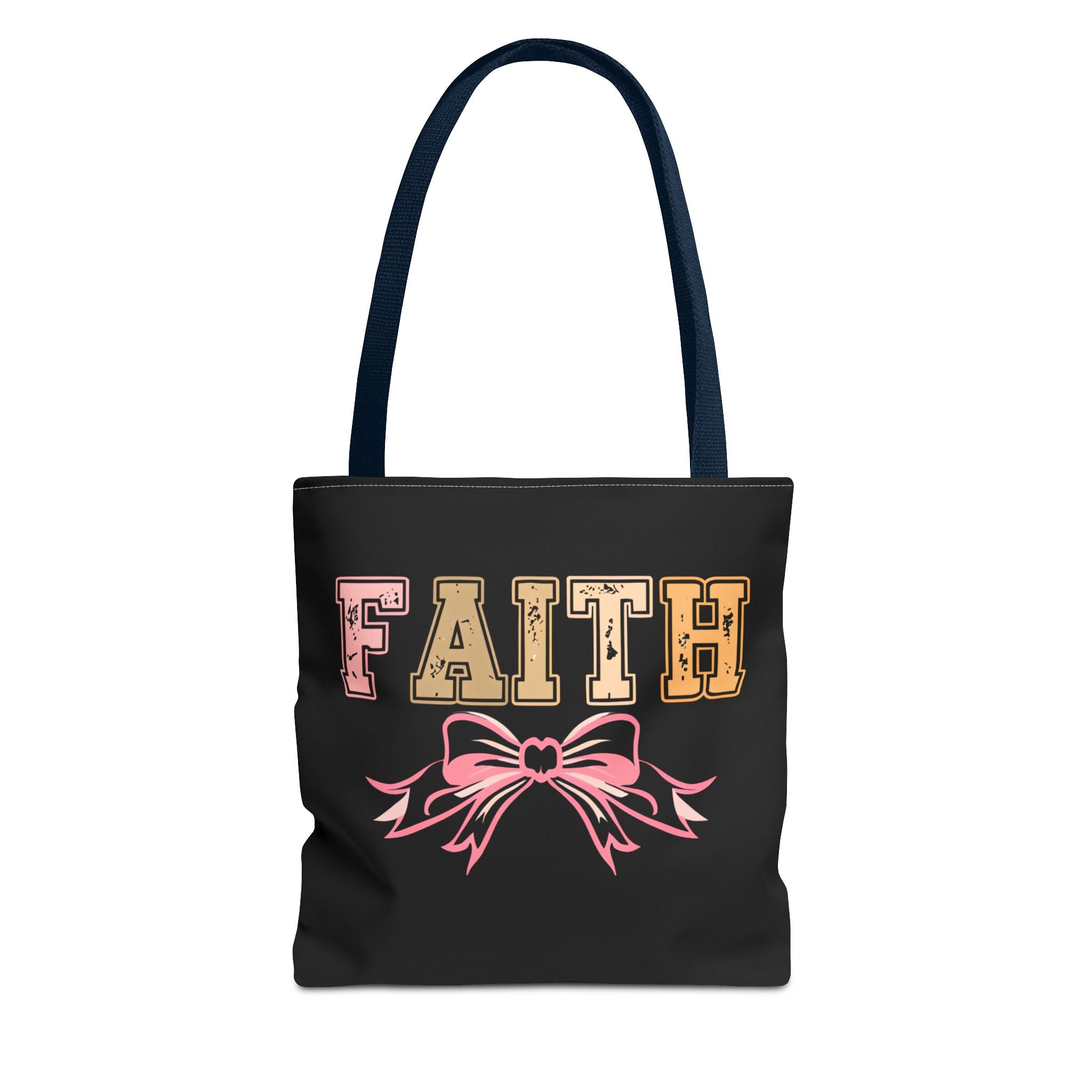 Faith Tote Bag with Bow Design, Inspirational Gift for Her, Everyday Shopping Bag, Faith-Based Gift, Religious Tote, Faith Quote Bag