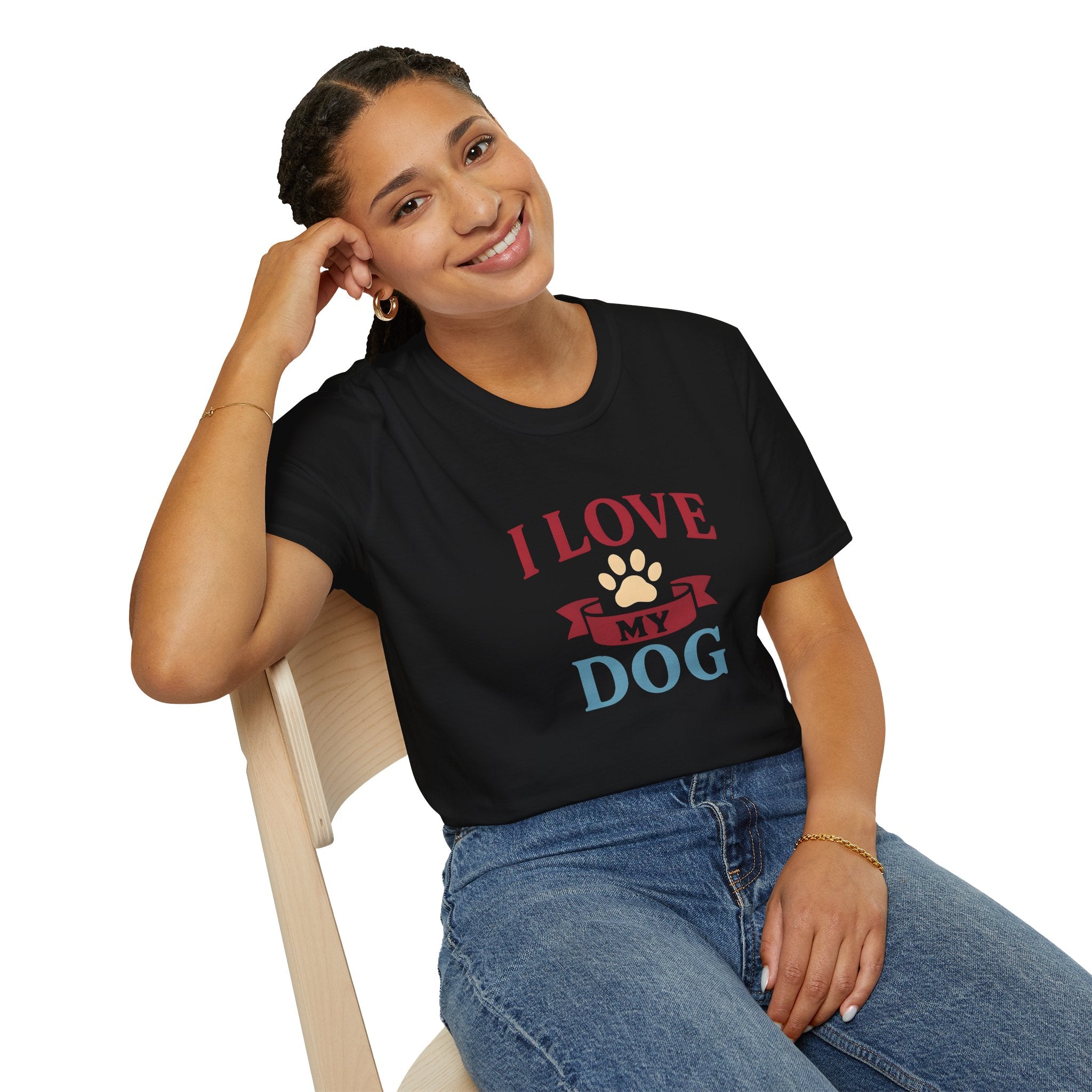 I Love My Dog Unisex Softstyle T-Shirt, Dog Lover Gift, Pet Owner Tee, Dog Mom/Dad Shirt, Casual Wear, Birthday Gift