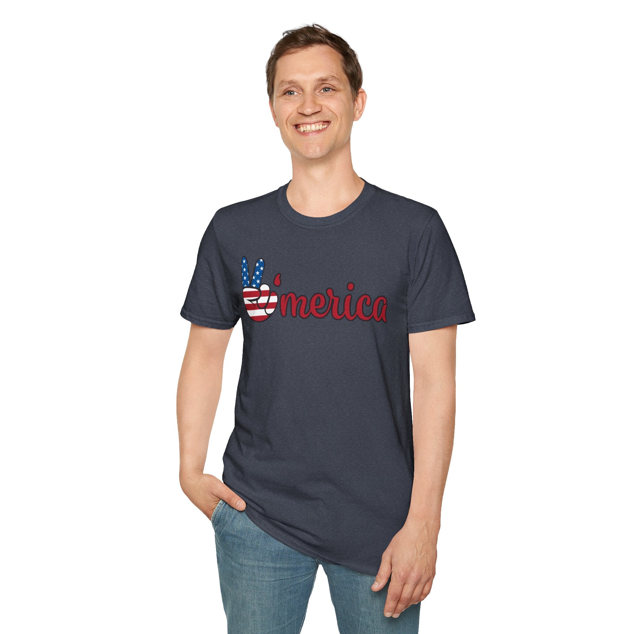Patriotic Peace T-Shirt for Unisex, Casual Wear, Independence Day Gift, Summer Style, Comfortable Tee