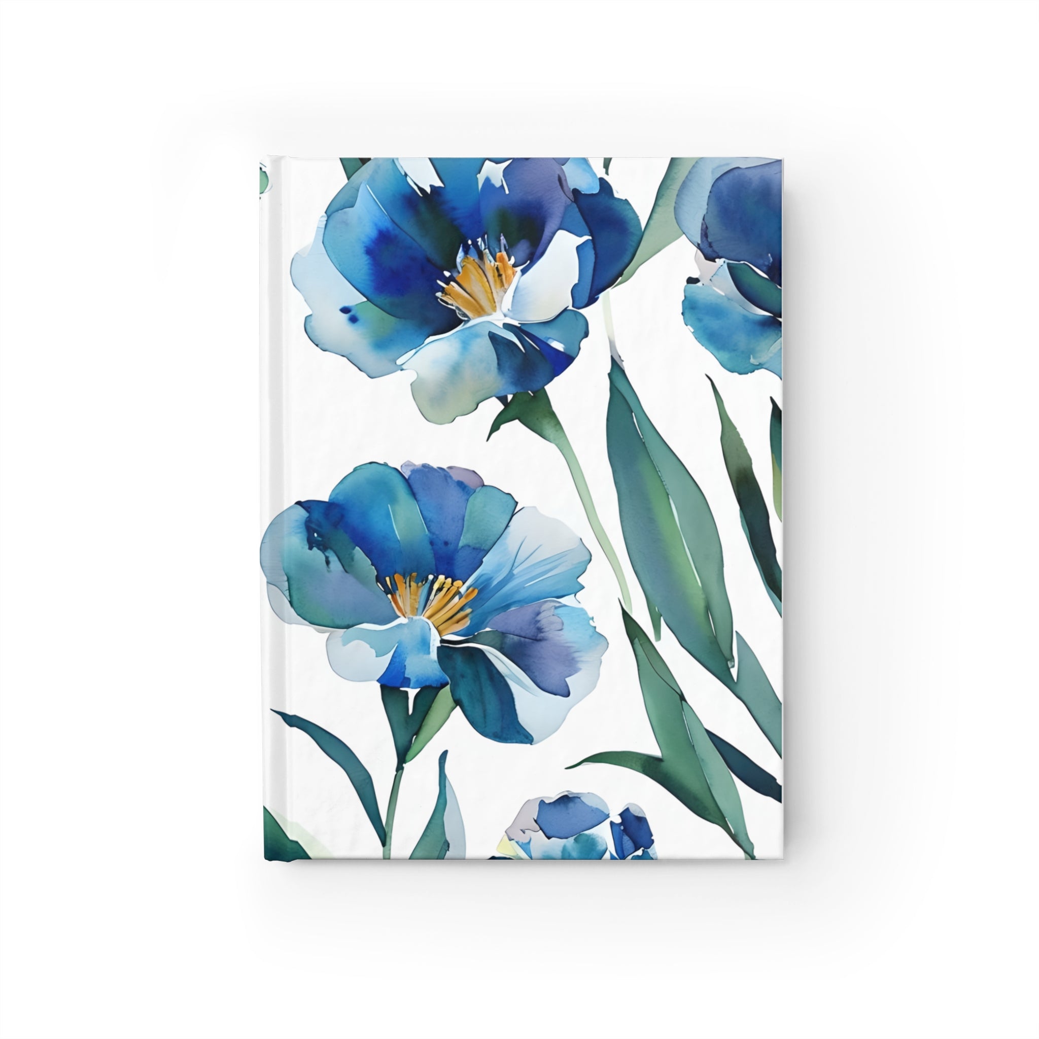Floral Watercolor Journal, Motivational Notebook, Gift for Writers, Daily Planner, Travel Diary, Blue Flower Journal