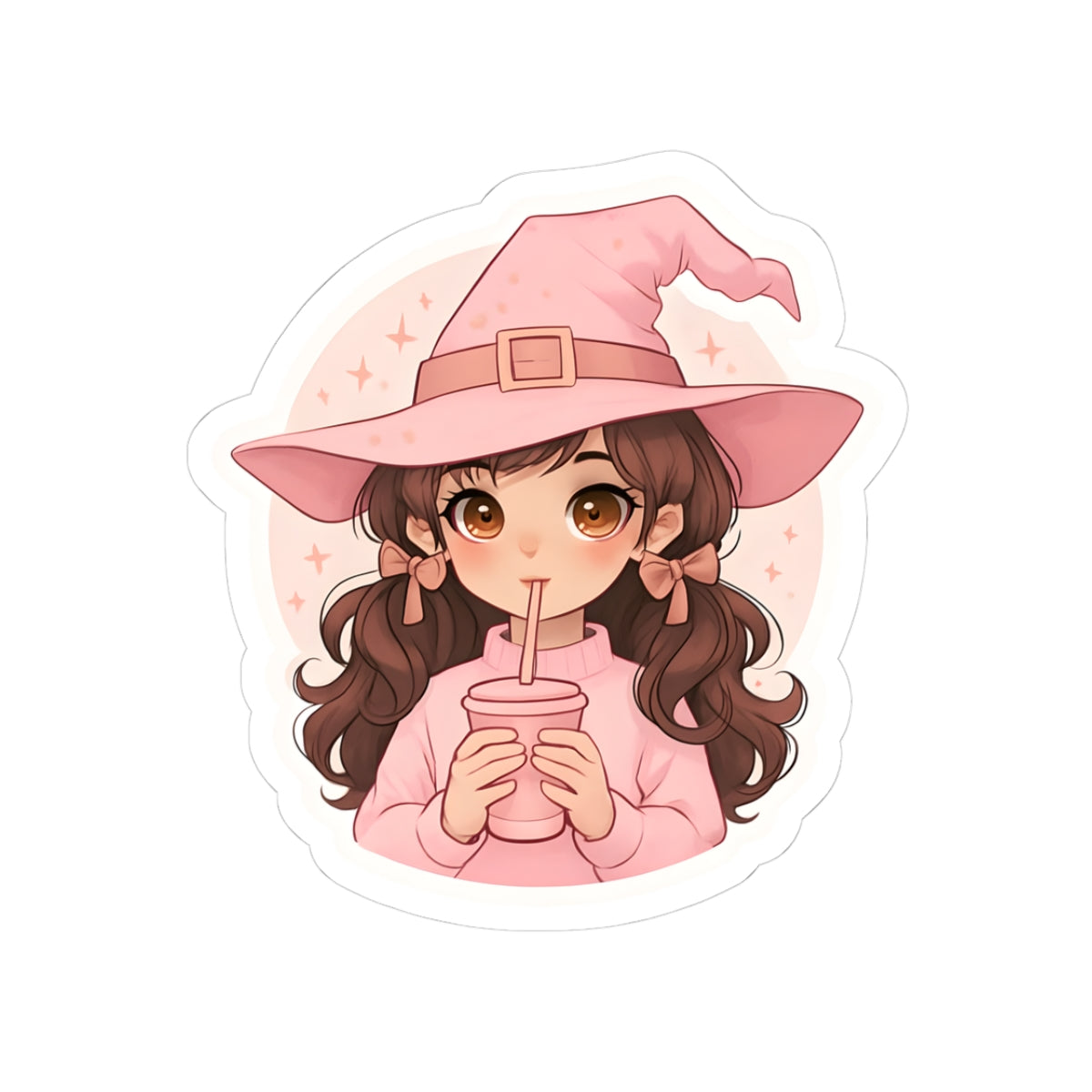 Cute Pink Witch Kiss-Cut Stickers | Perfect for Fans of Whimsical Aesthetics