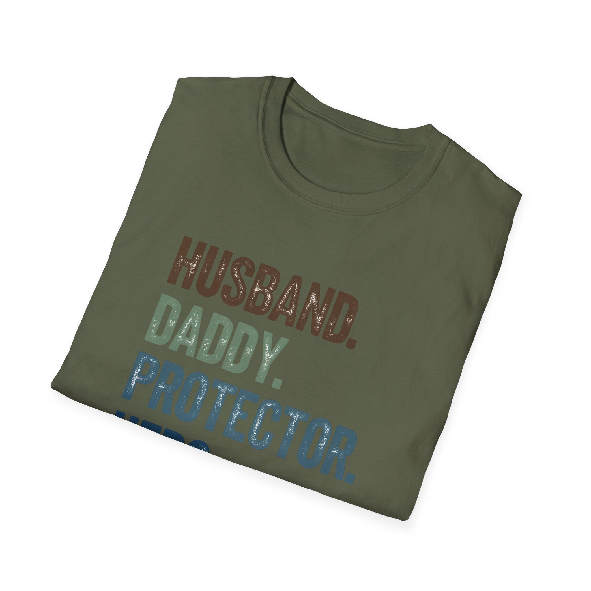 Hero Dads Unisex Softstyle T-Shirt | Perfect Gift for Fathers, Daddy T-Shirt, Husband Appreciation, Protector Tee, Family Hero Wear