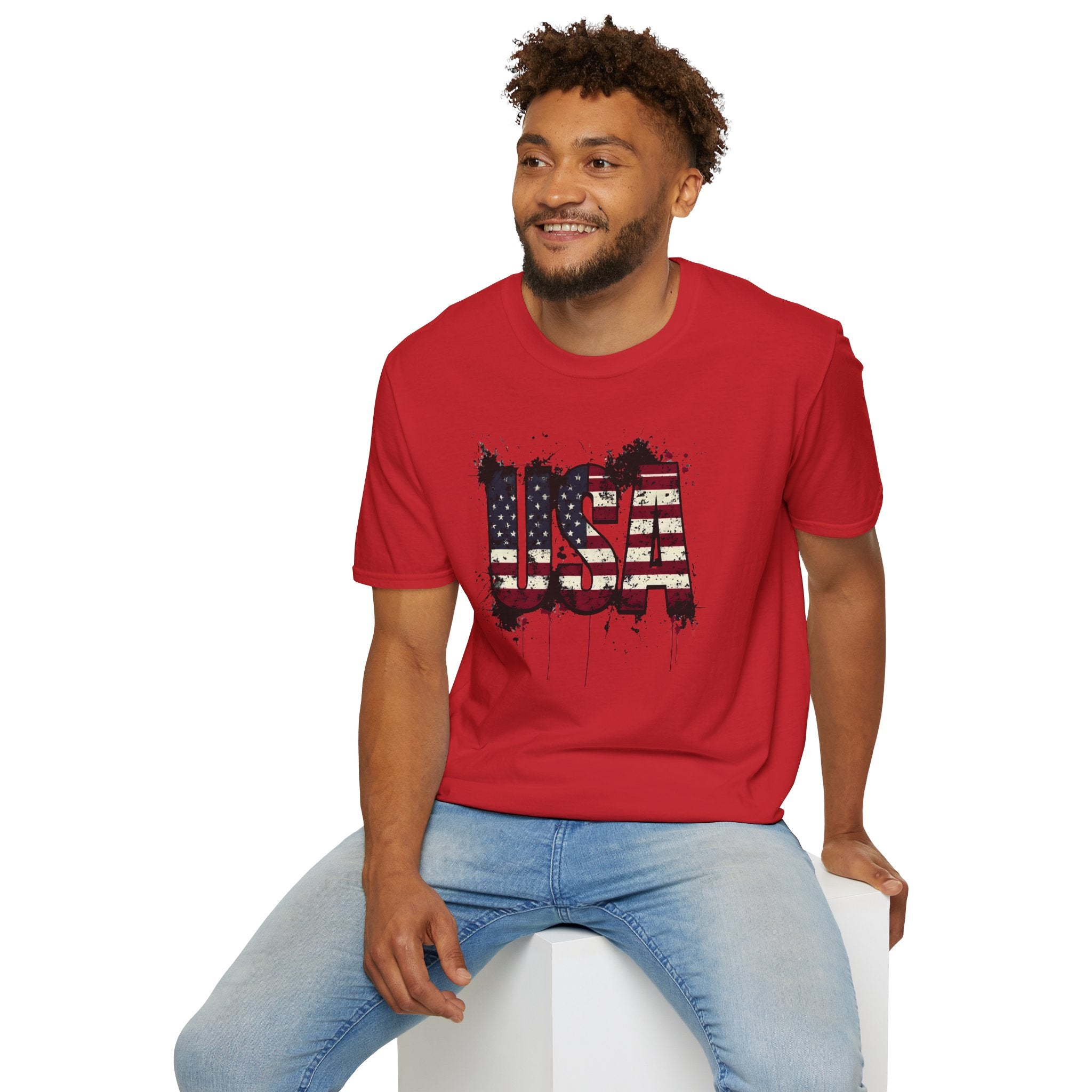 USA Flag Grunge T-Shirt — Distressed American Flag Graphic Tee for 4th of July