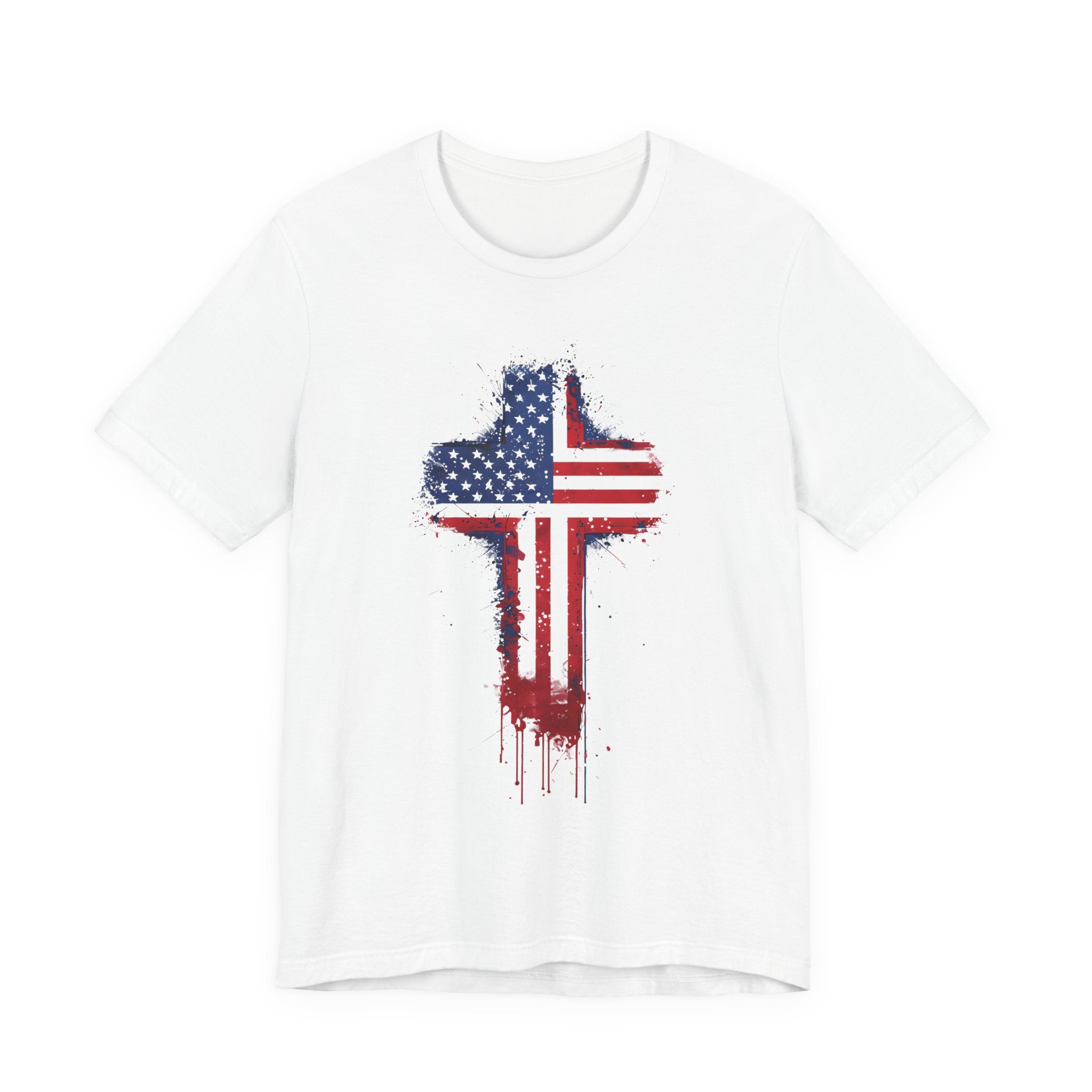 American Flag Cross T-Shirt — Patriotic Distressed USA Cross Tee