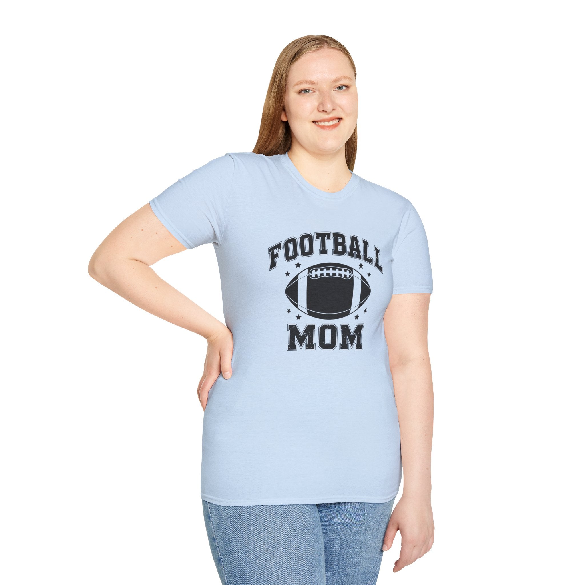 Football Mom Unisex Softstyle T-Shirt, Perfect Gift for Sports Moms, Game Day Tee, Team Spirit Shirt, Gift for Football Lovers
