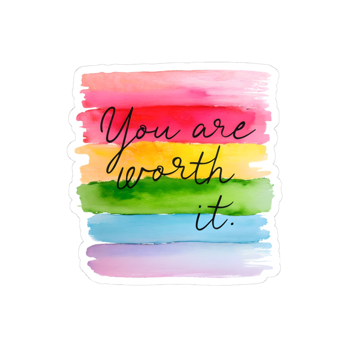 Motivational Kiss-Cut Stickers | You Are Worth It | Positive Vibes, Laptop Decor, Journals, Gift Ideas, Self-Care