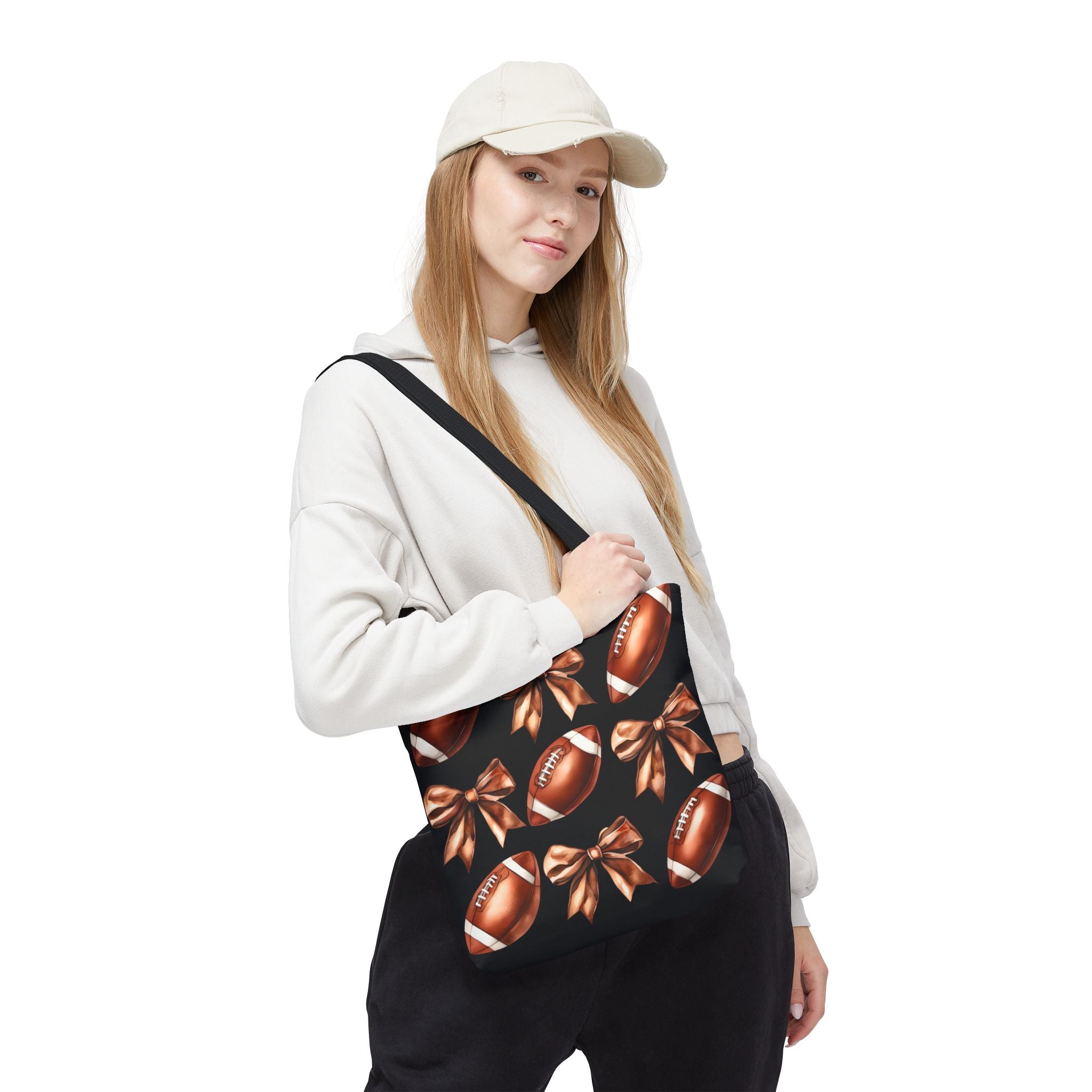 Football Tote Bag with Bows - Stylish Sports Gear