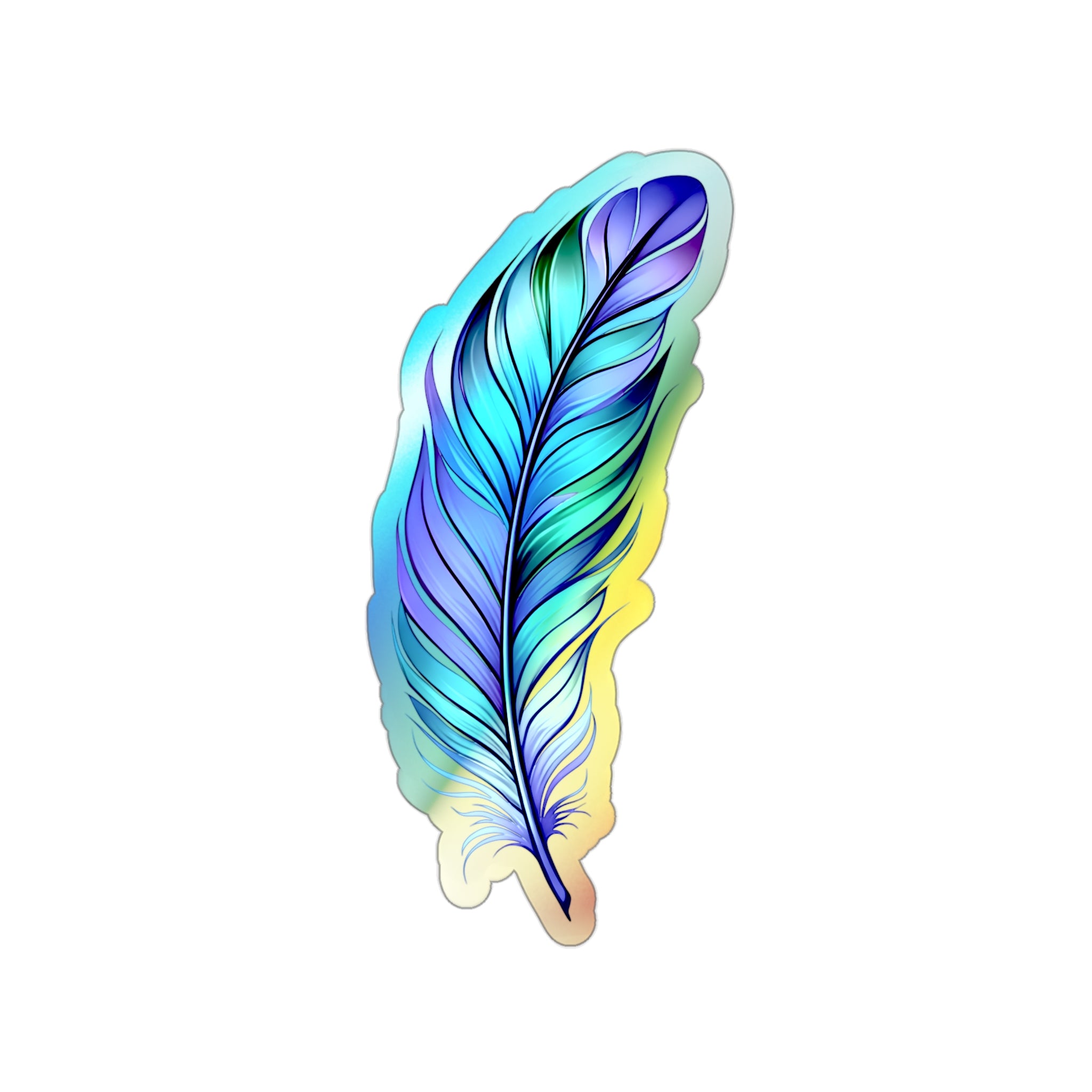 Vibrant Holographic Die-Cut Feather Stickers, Colorful Art Stickers for Journals, Crafting, Gift Wrapping, Skateboards, Laptops