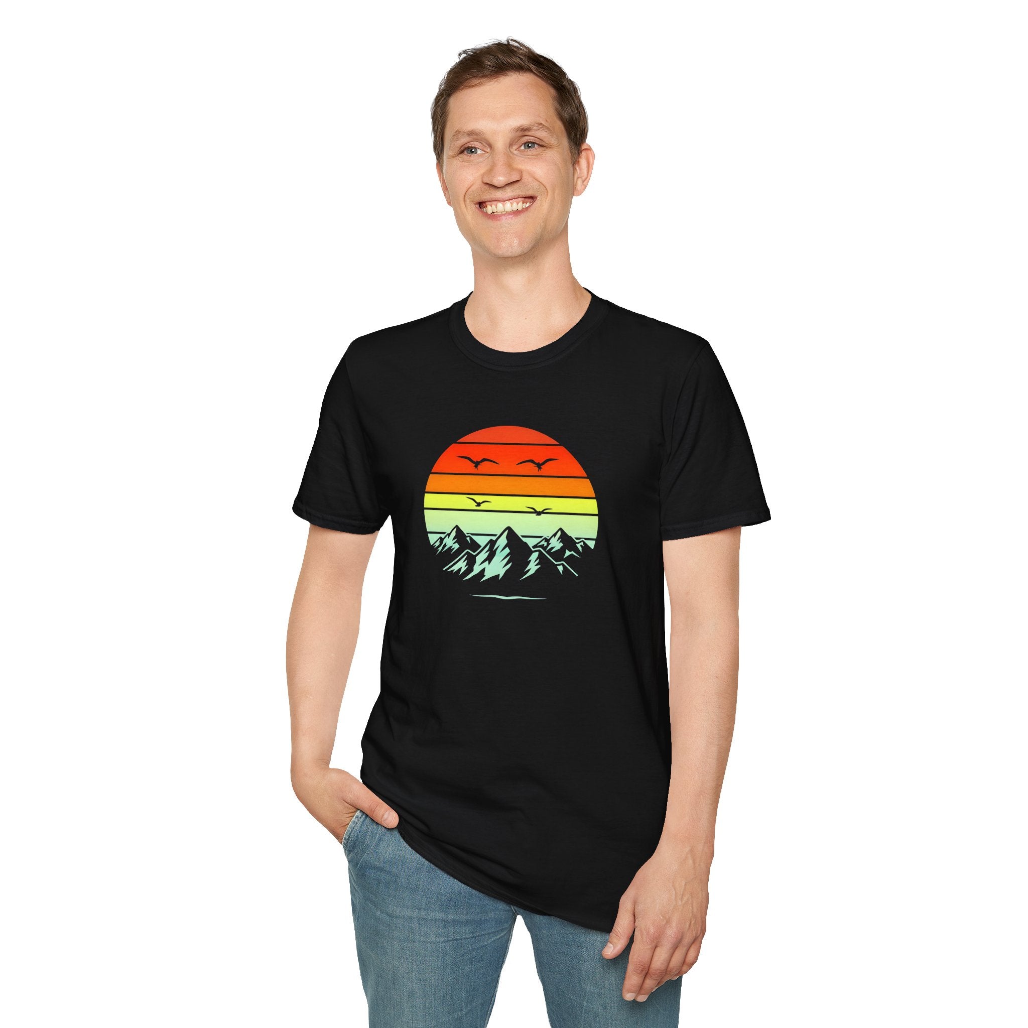 Sunset Mountain Graphic Unisex Softstyle T-Shirt