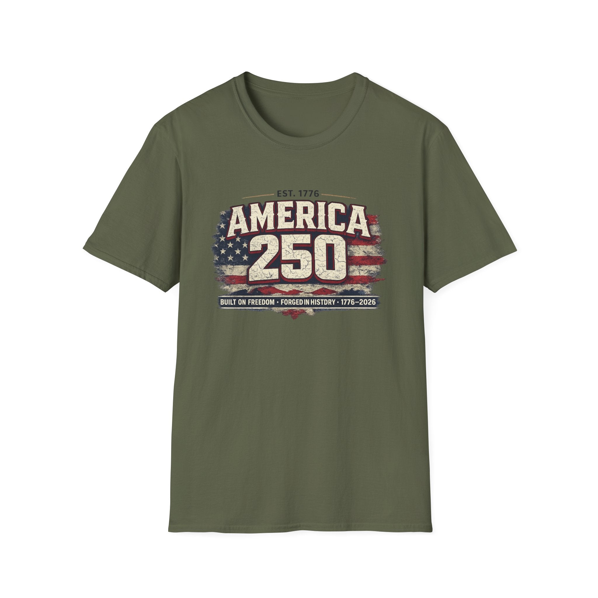 America 250 Vintage Flag T-Shirt — 1776–2026 Patriotic Independence Tee