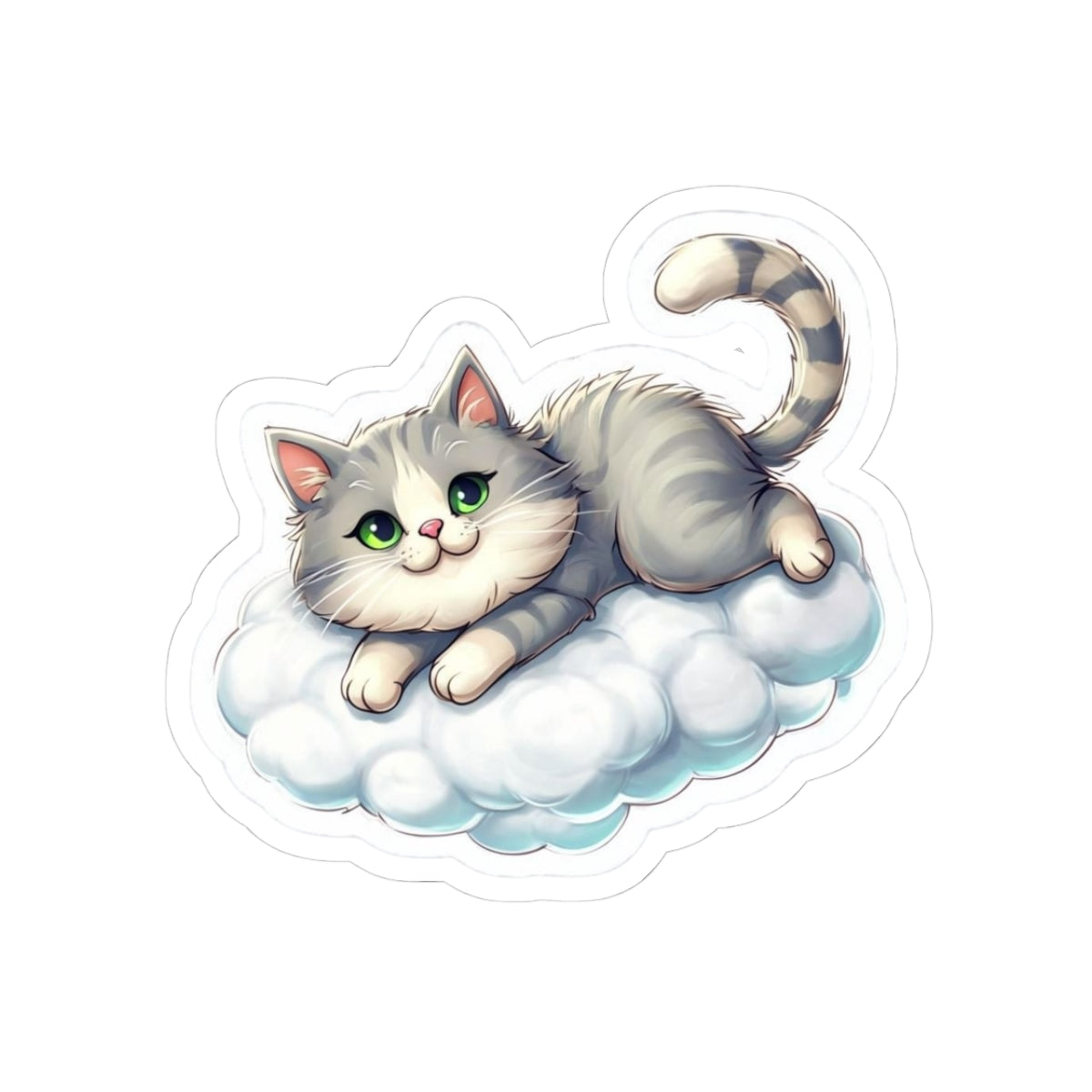 Cute Cat Cloud Kiss-Cut Stickers - Playful Pet Decor for Cat Lovers