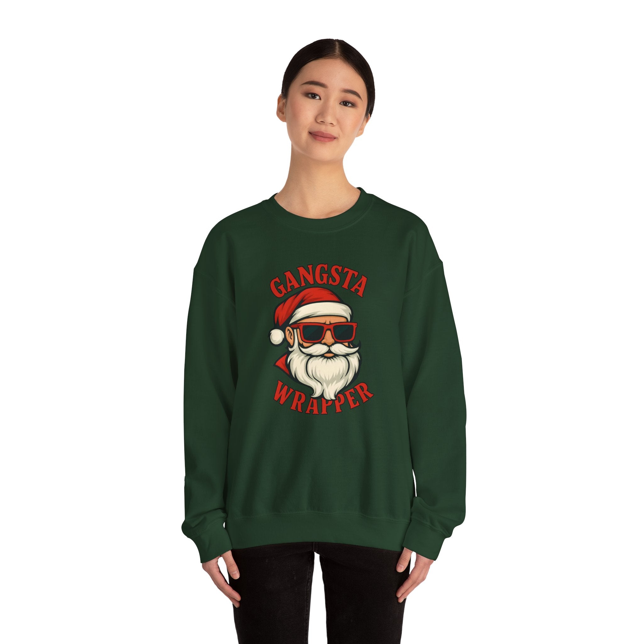 Gangsta Wrapper Crewneck Sweatshirt – Funny Christmas Apparel for Holiday Cheer