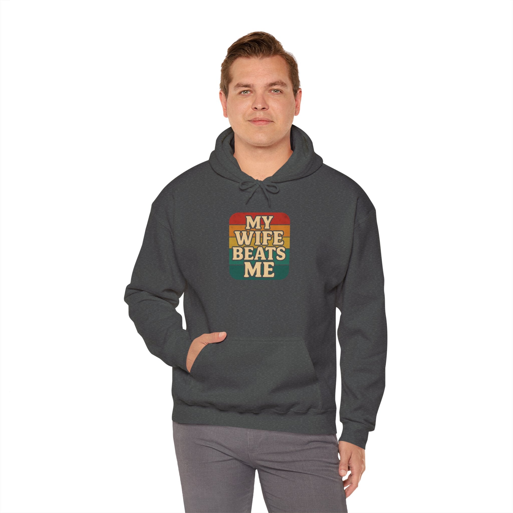 Retro Hoodie - 'My Wife Beats Me' Comfortable Sweatshirt