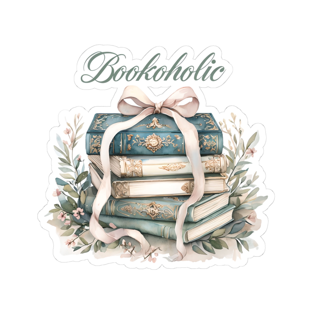 Bookoholic Kiss-Cut Stickers for Book Lovers - Elegant Vintage Design