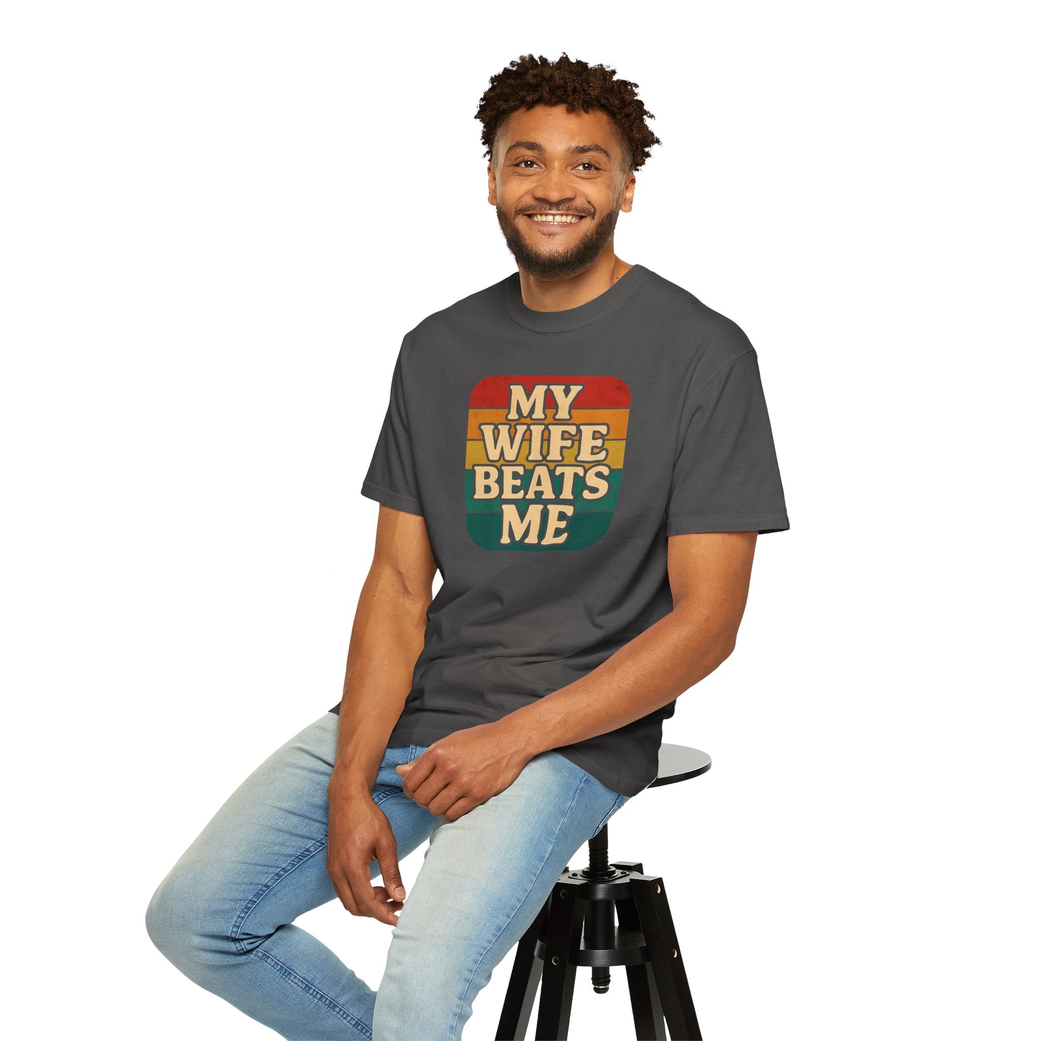 Humorous Unisex T-Shirt - 'My Wife Beats Me' Design