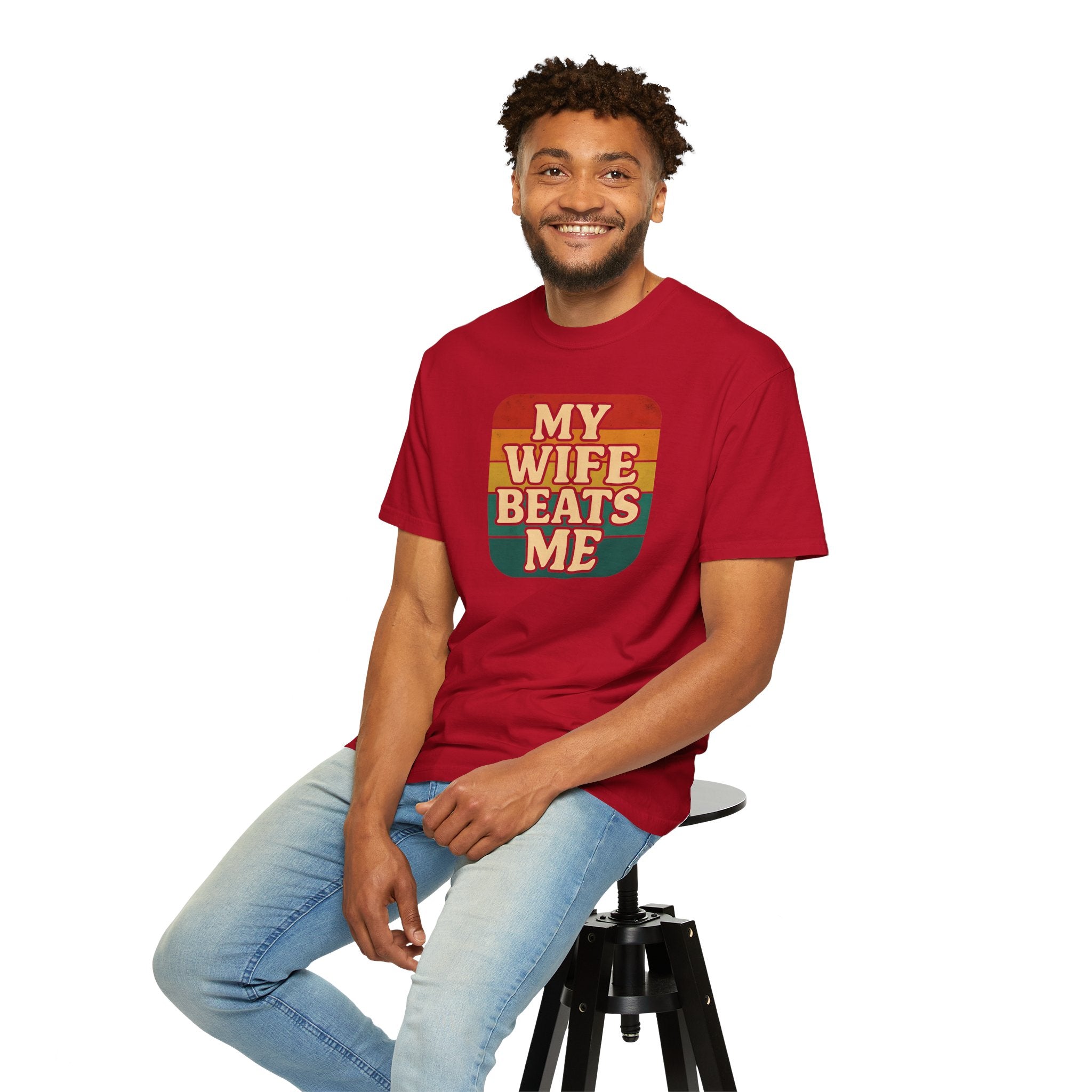 Humorous Unisex T-Shirt - 'My Wife Beats Me' Design