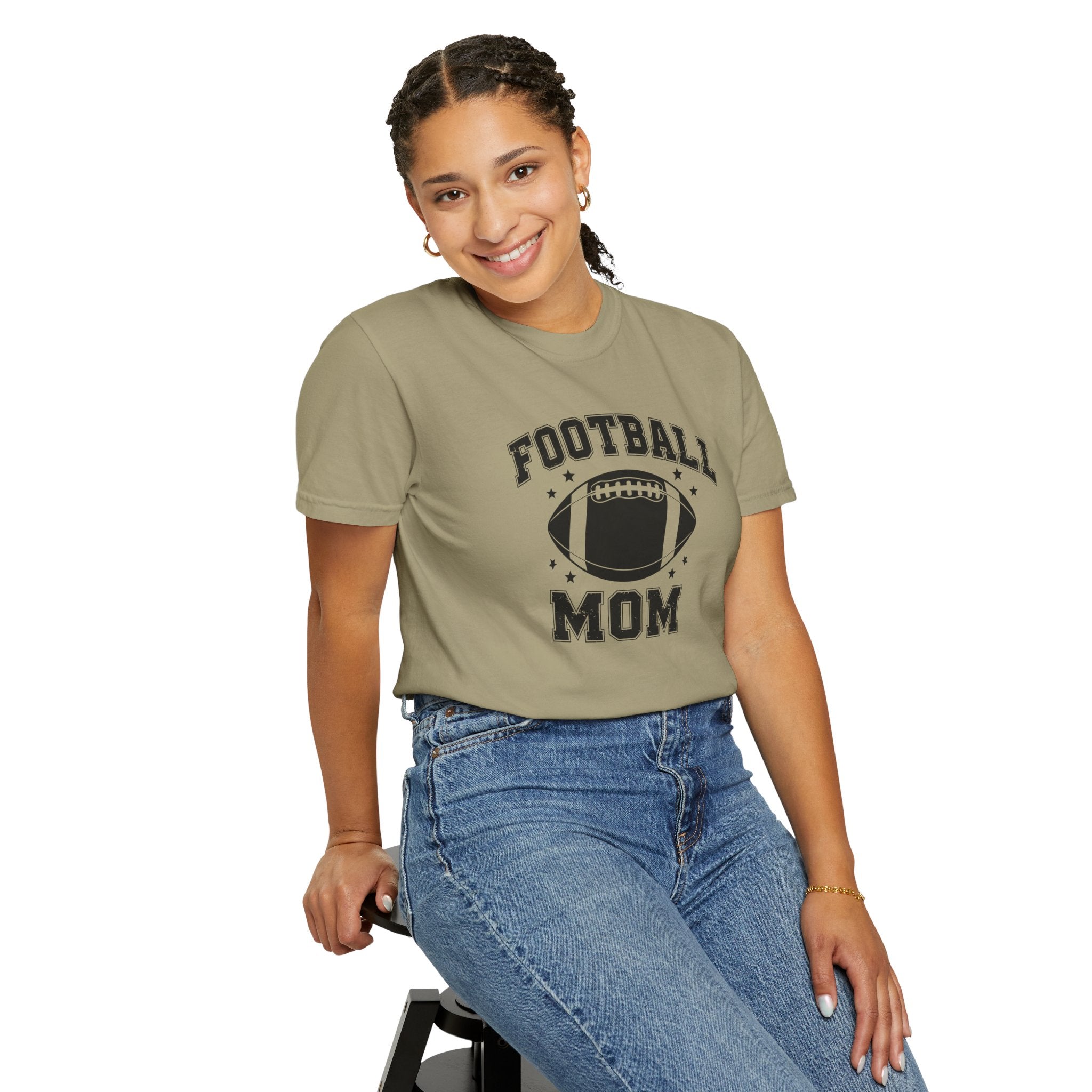 Football Mom T-Shirt, Unisex Garment-Dyed Tee for Game Day, Sports Mom Gift, Team Spirit Shirt, Casual Comfort Wear