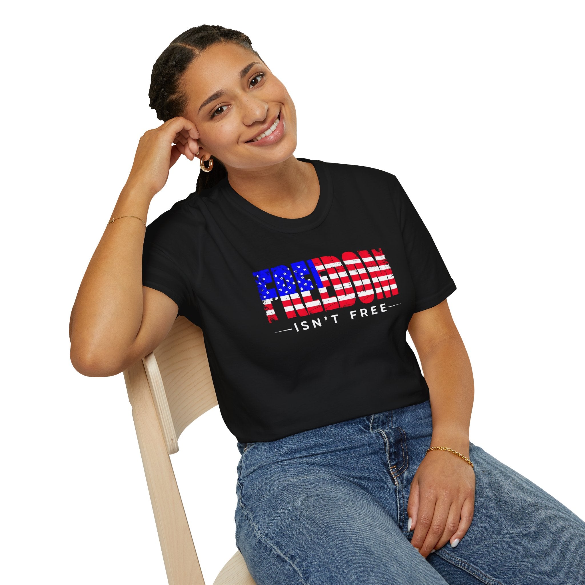 Patriotic Freedom T-Shirt - Unisex Softstyle Tee, Independence Day, Memorial Day, Veteran's Day, Everyday Wear, Gift Idea