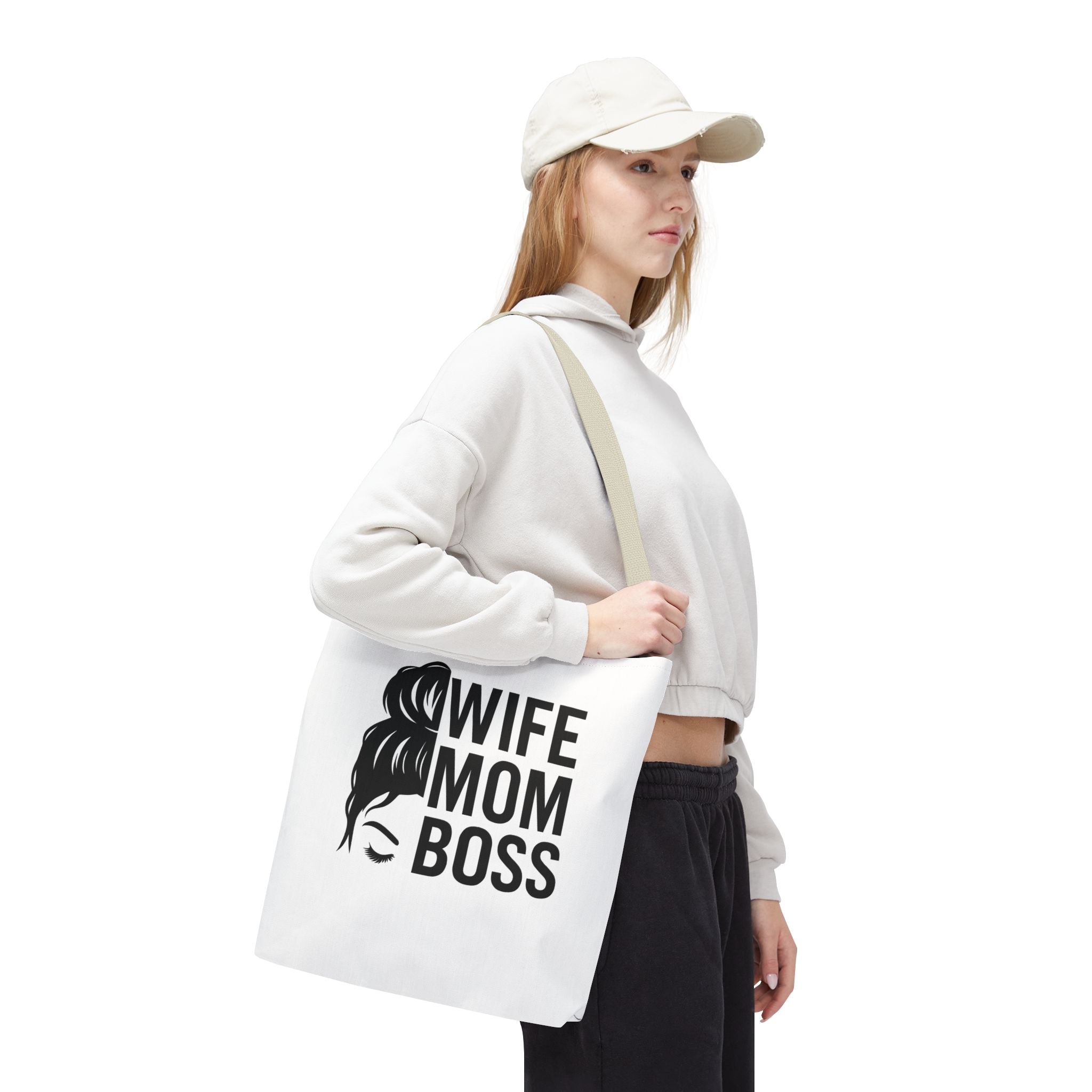 Wife Mom Boss Tote Bag - Chic, Durable Tote for Moms, Stylish Carry-All, Gift for Mother's Day, Work, and Everyday Use