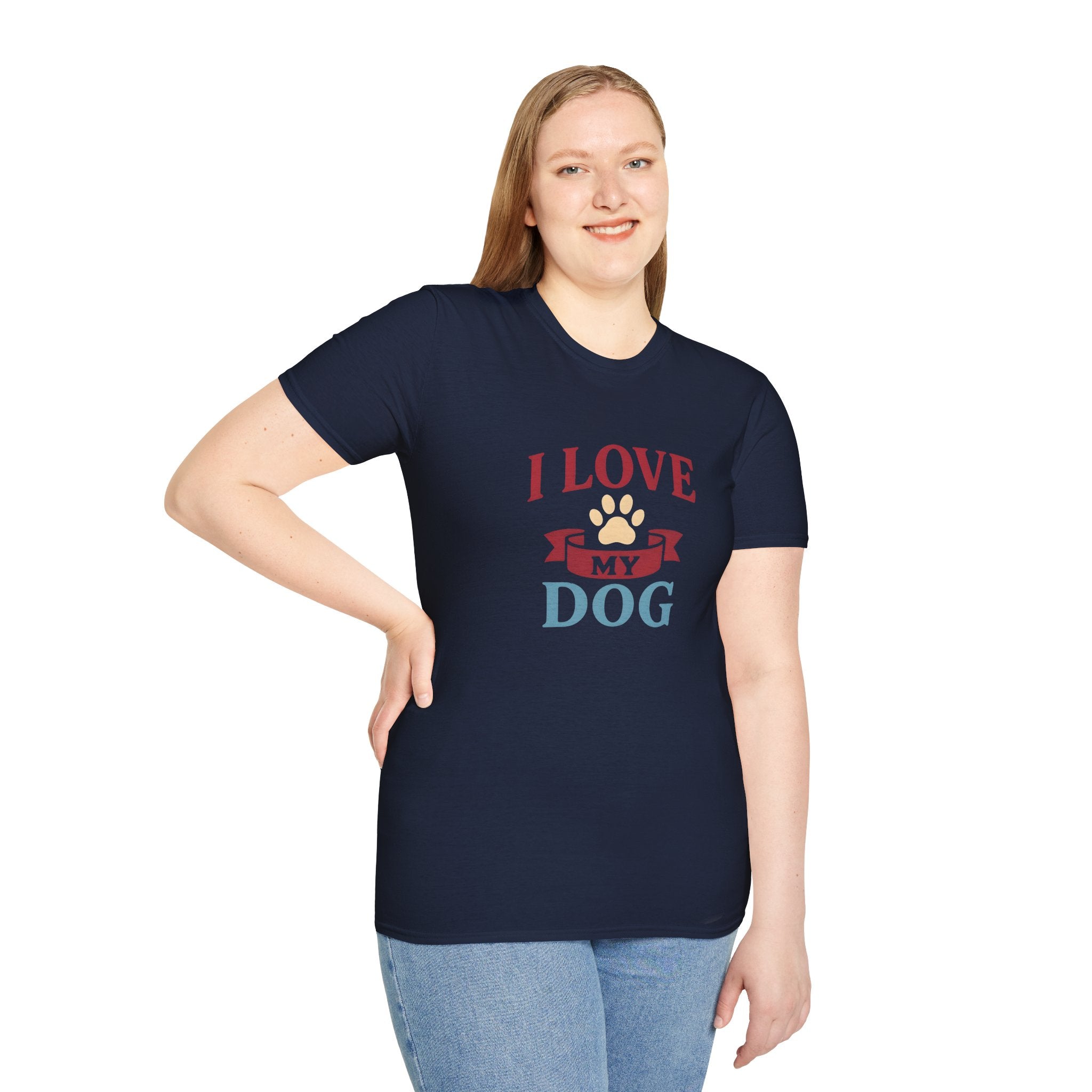 I Love My Dog Unisex Softstyle T-Shirt, Dog Lover Gift, Pet Owner Tee, Dog Mom/Dad Shirt, Casual Wear, Birthday Gift