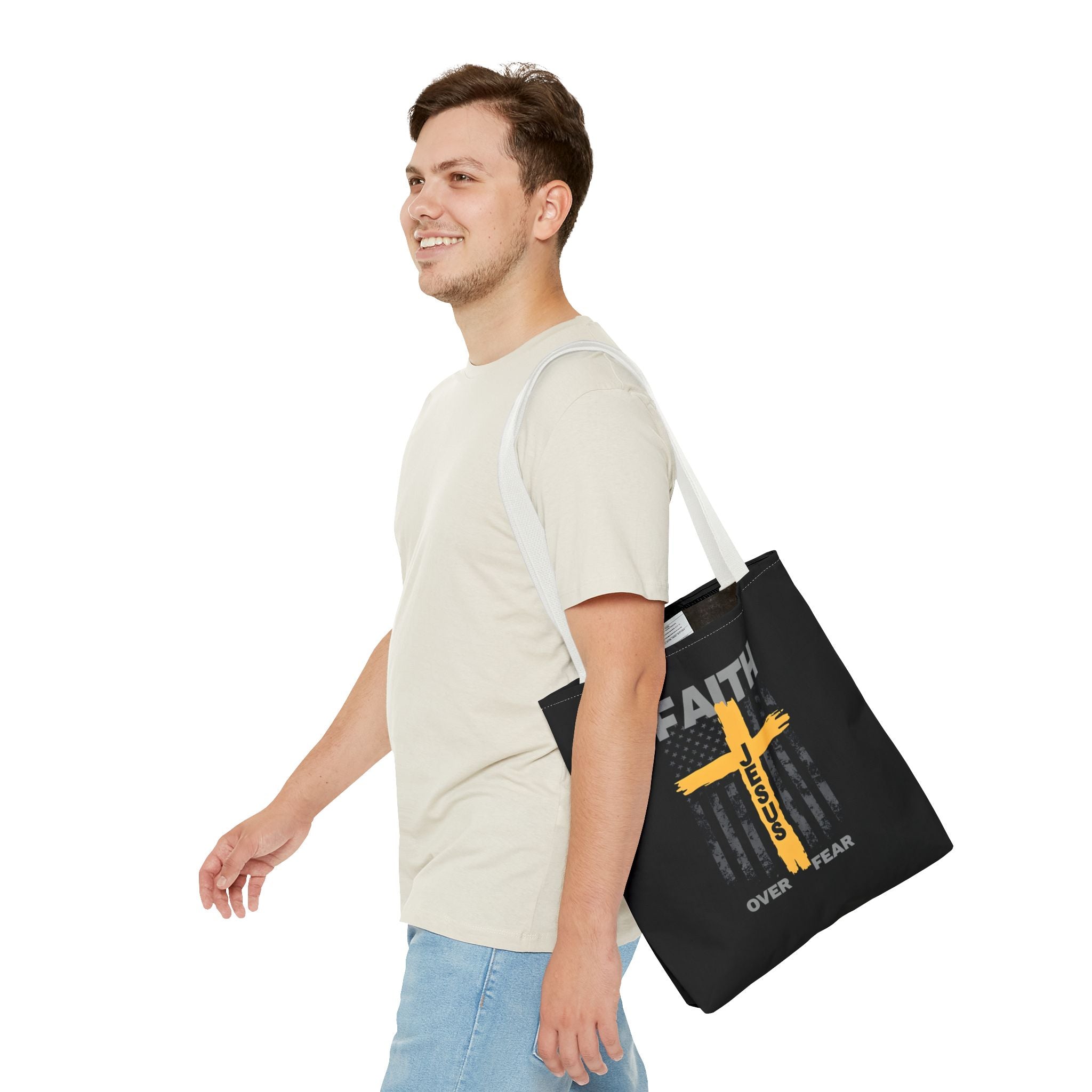 Faith Over Fear Tote Bag, Inspirational Bag, Bible Quote Tote, Christian Gift, Church Accessory, Motivational Bag