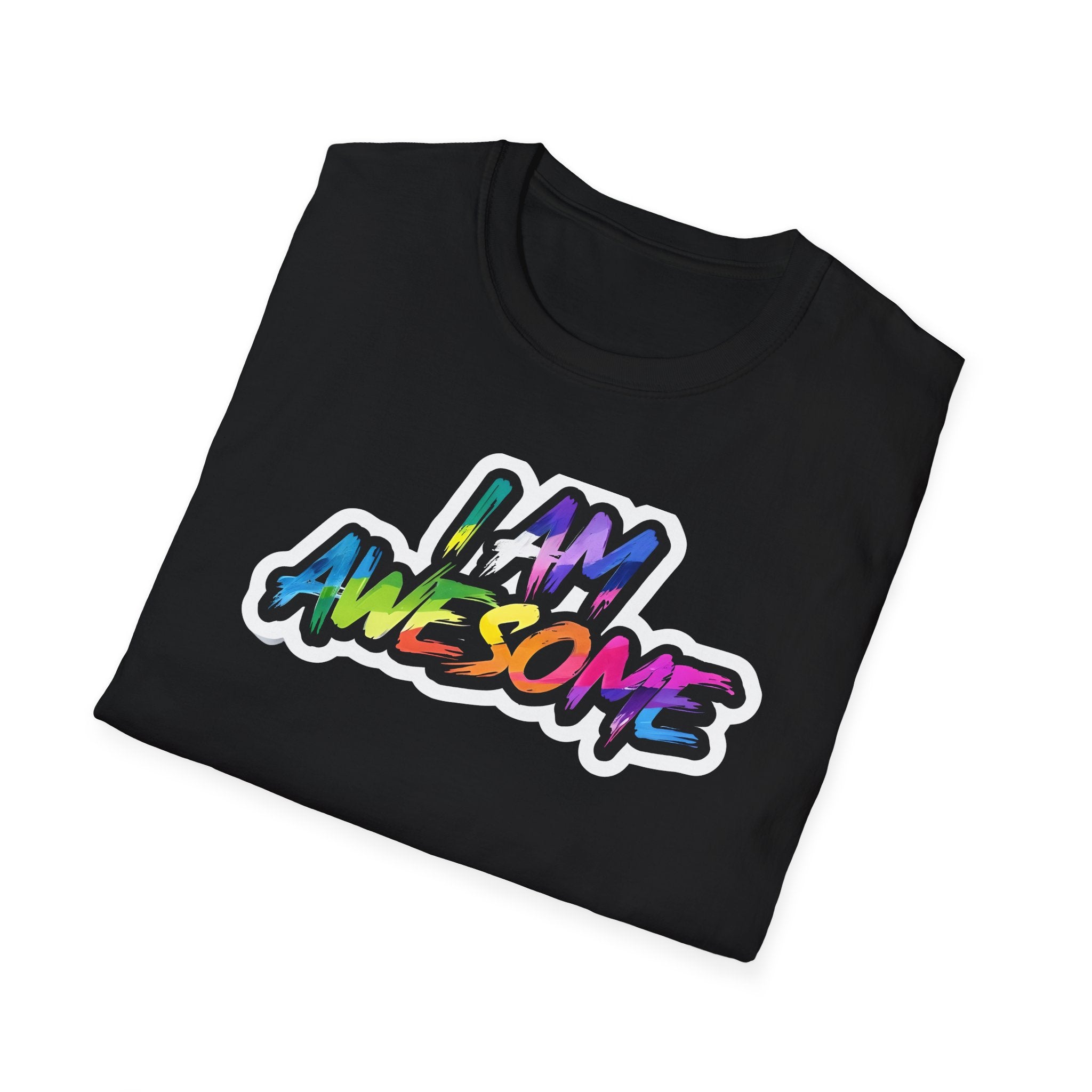 Colorful 'I AM AWESOME' Unisex T-Shirt, Inspirational Tee, Gift for Friends, Casual Wear, Motivational Clothing, Unique Graphic Shirt