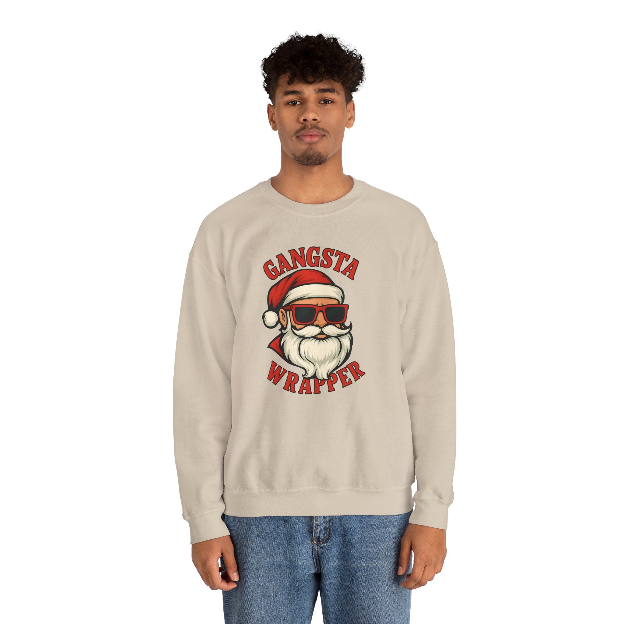 Gangsta Wrapper Crewneck Sweatshirt – Funny Christmas Apparel for Holiday Cheer