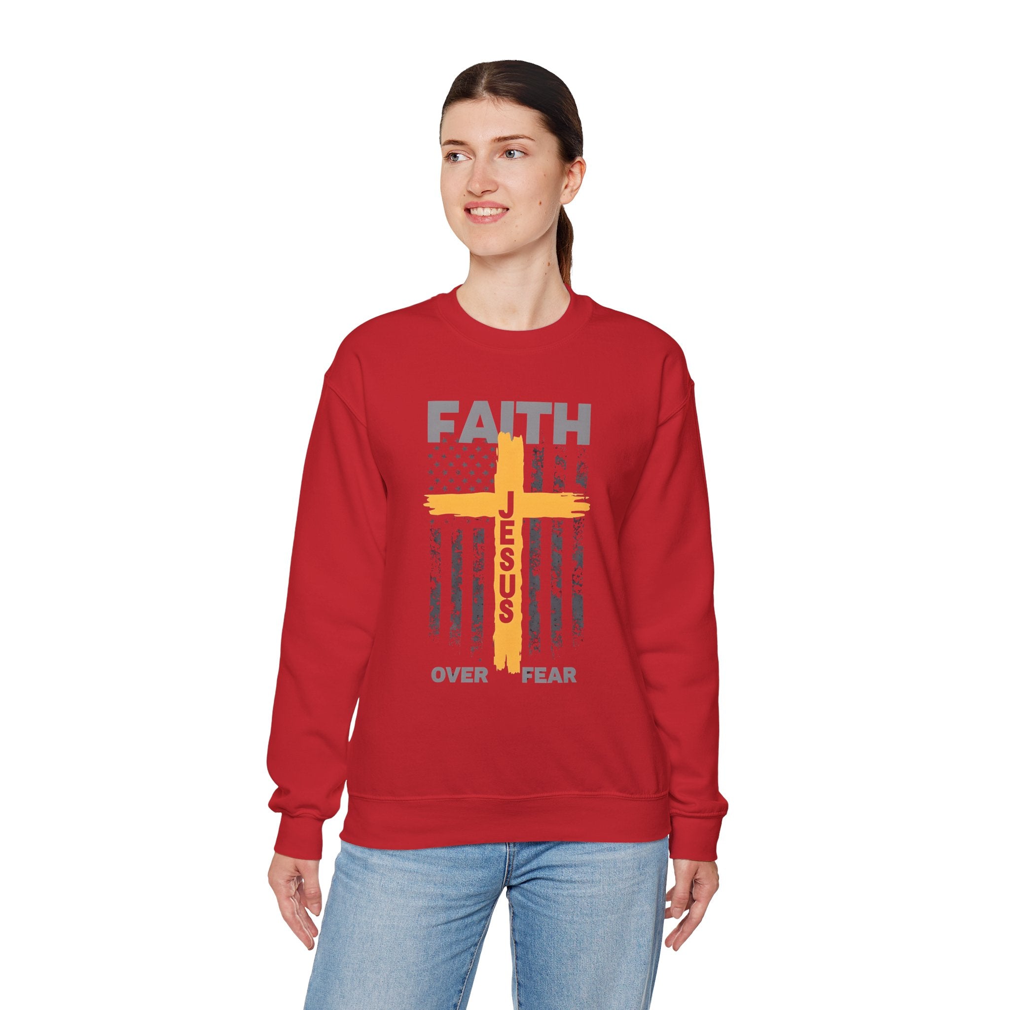 Faith Over Fear Crewneck Sweatshirt, Inspirational Christian Apparel, Unisex Sweatshirt, Religious Gift, Cozy Faith-Based Clothing