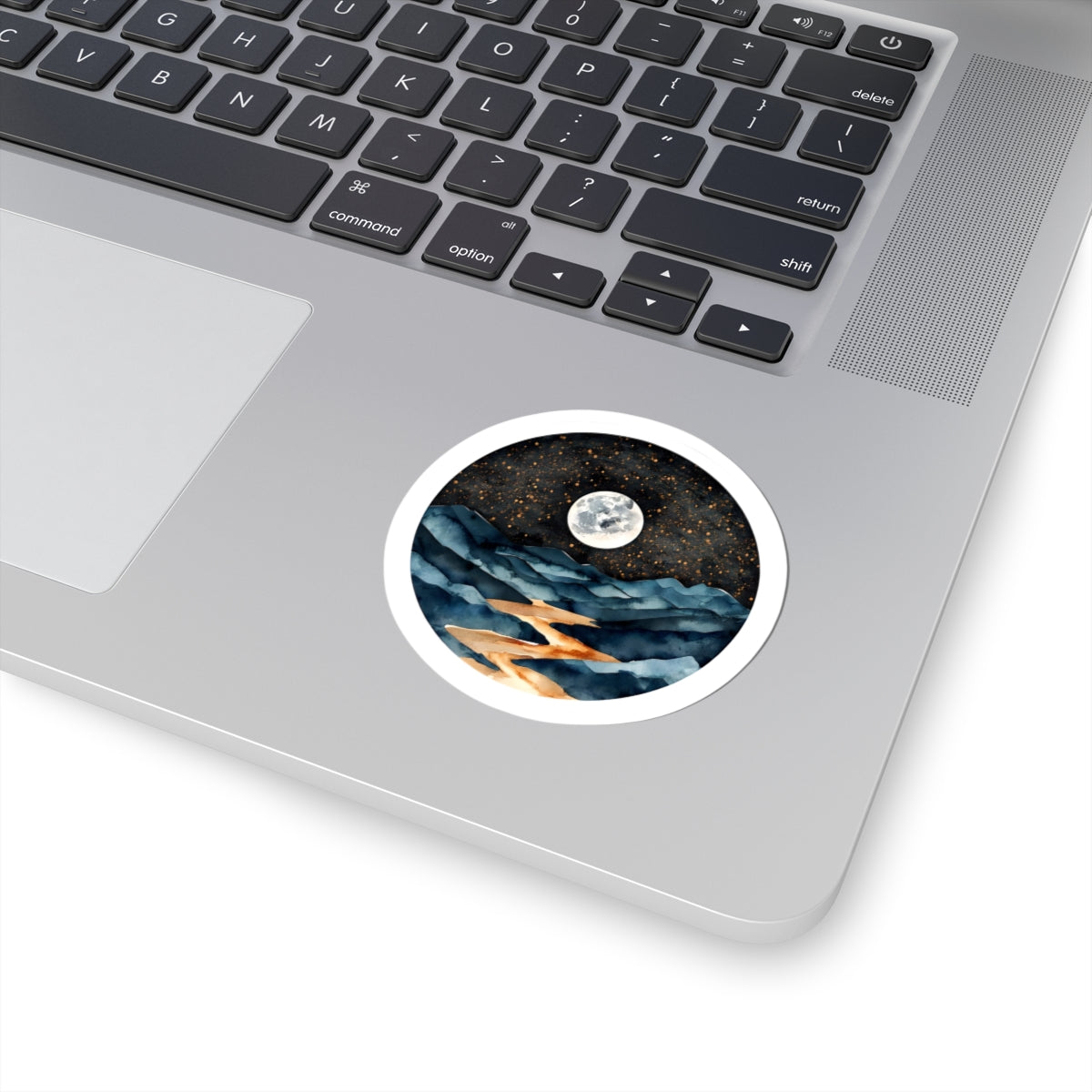 Moonlit Mountain Kiss-Cut Stickers, Nature Aesthetic Sticker, Gifts for Outdoor Lovers, Laptop Decal, Cosmic Wall Art
